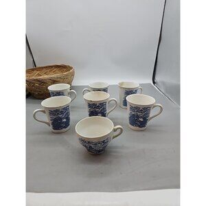 7 Vintage Royal Warwick China Coffee Mugs Lochs of Scotland 2 No Chips Rest Chip